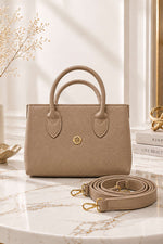 Sac À Main Femmes À Poignée Courte Et Zippé Beige