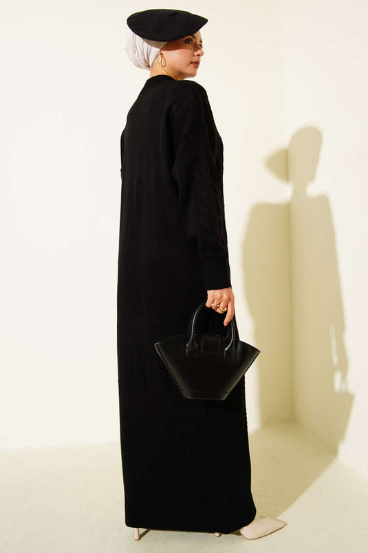 Robe pull en maille courbée noire