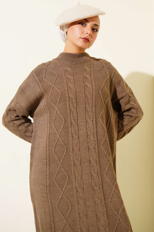 Robe pull en tricot de vison