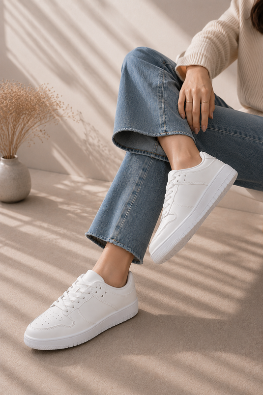 Baskets de sport classiques à lacets blanches