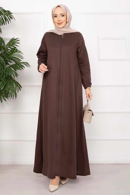 Ferace classique à fermeture éclair, couleur café