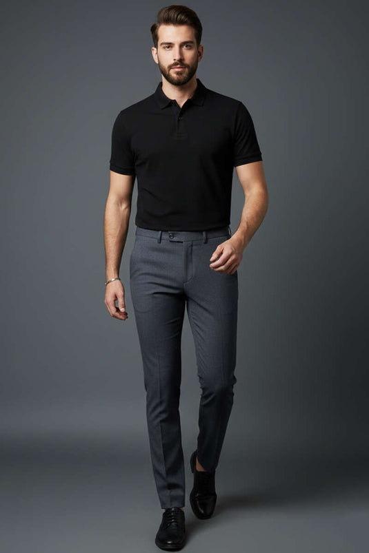 بنطال رجالي كلاسيكي من القماش رمادي داكن