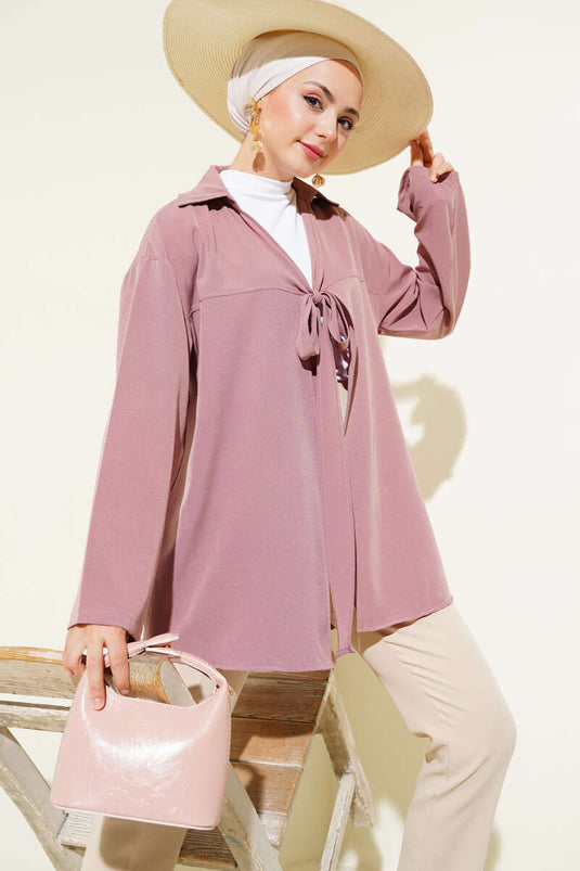 Classic Collar Tied Kimono Dusty Rose