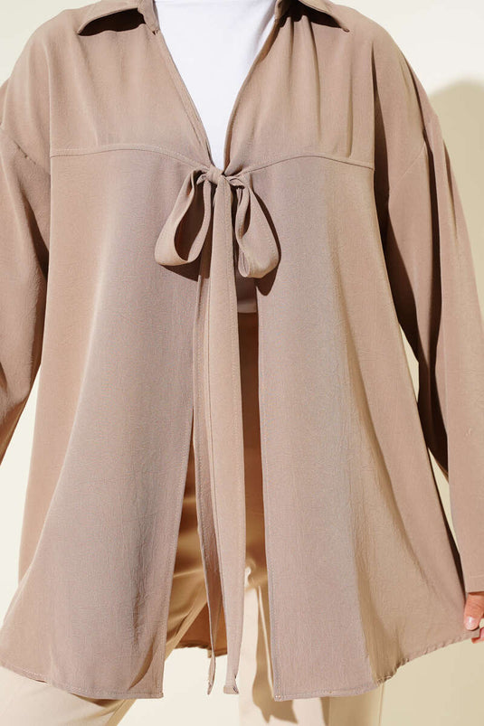 Classic Collar Tied Kimono Mink