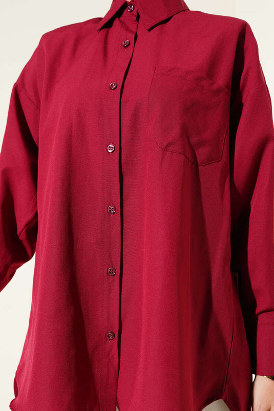 Classic Collar Pocket Shirt Claret Red