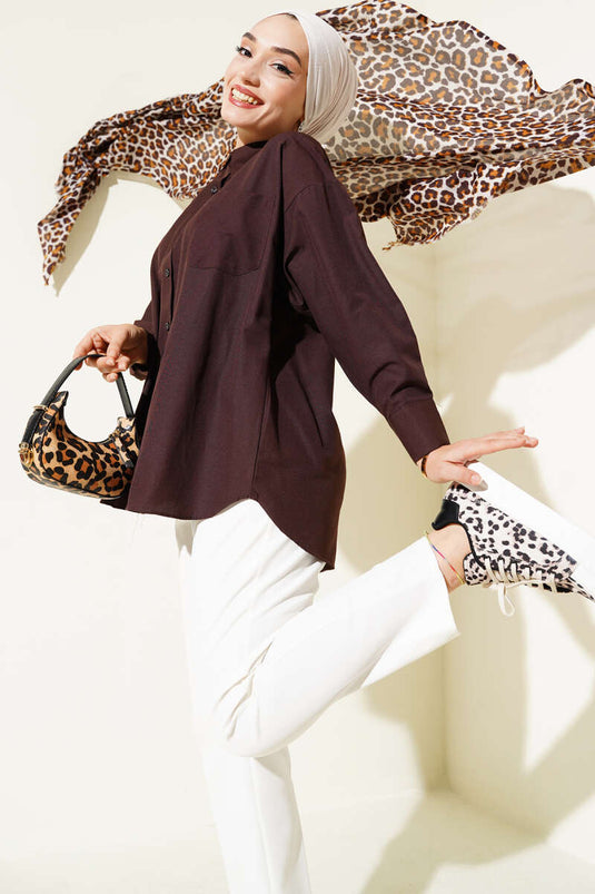 Classic Collar Pocket Shirt Brown