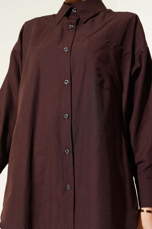 Classic Collar Pocket Shirt Brown