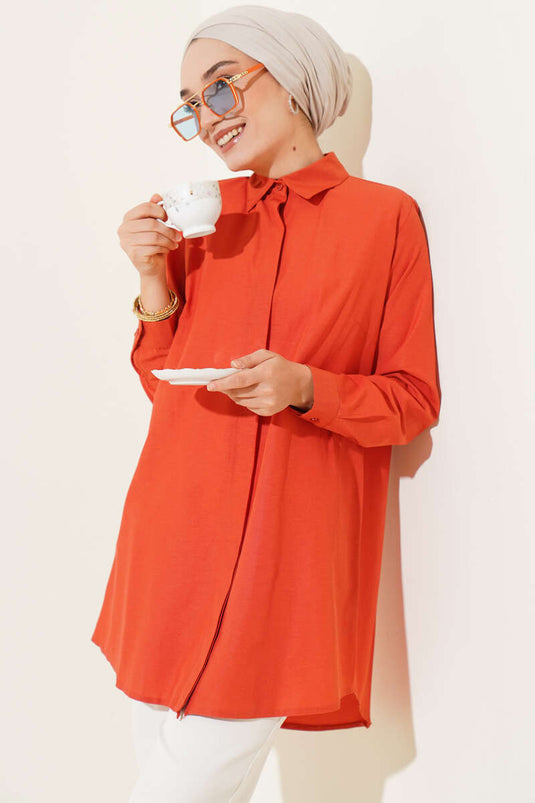 Classic Collar Oval Cut Brick Shirt