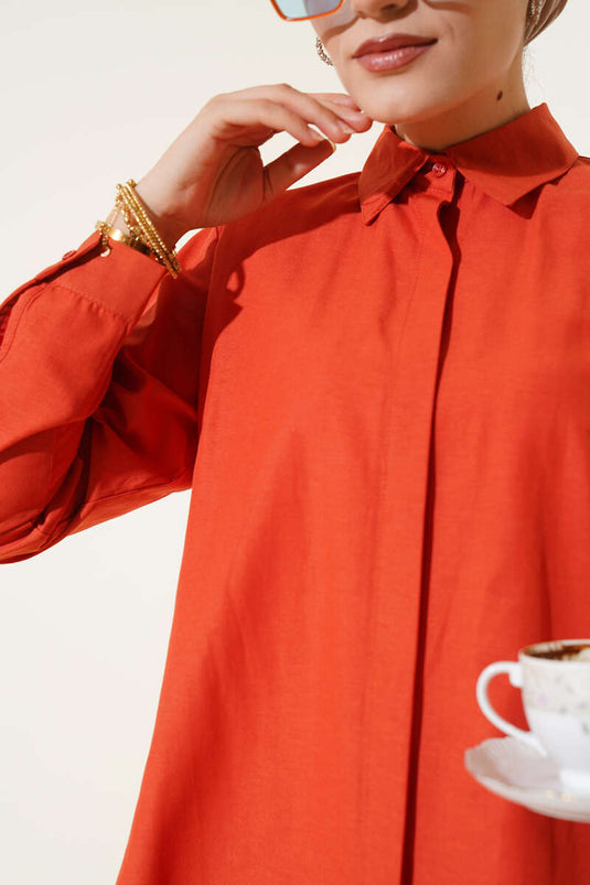 Classic Collar Oval Cut Brick Shirt