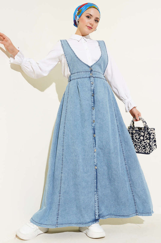 Gilet élastique à taille évasée et jean ouvert