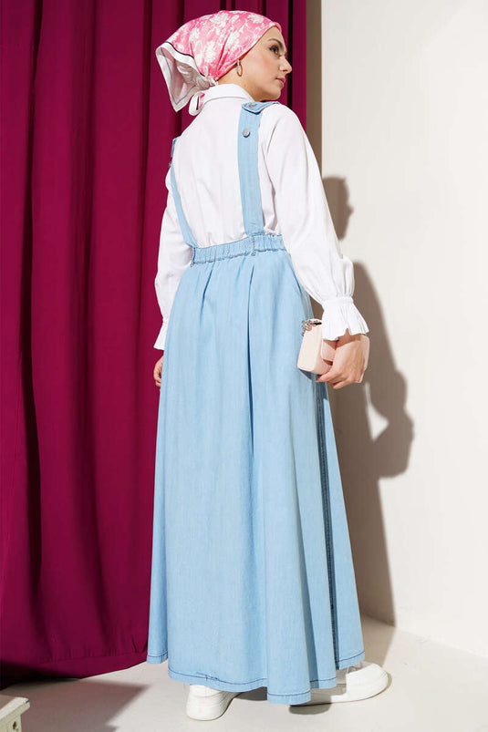 Gilet élastique à taille évasée bleu glacier