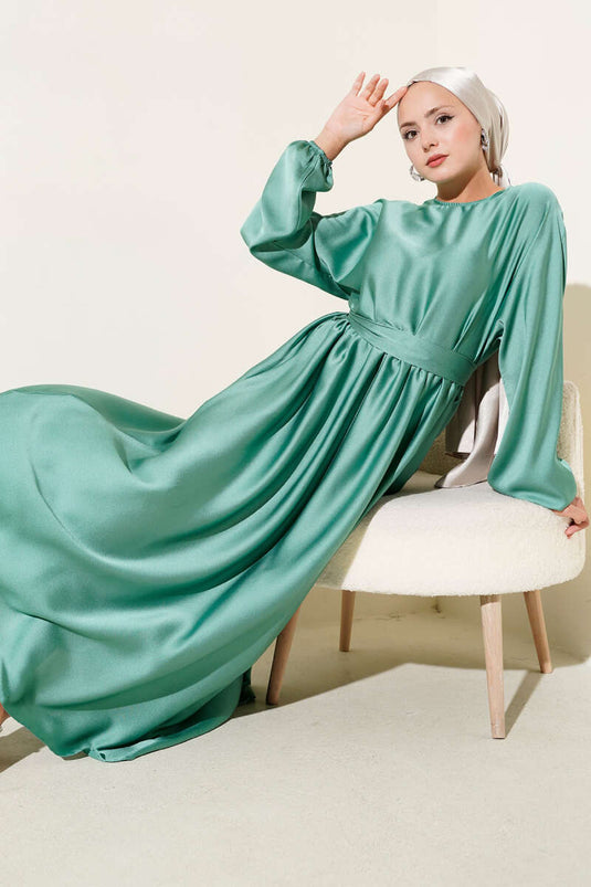 Flared Elastic Waist Dress Evening Dress Mint