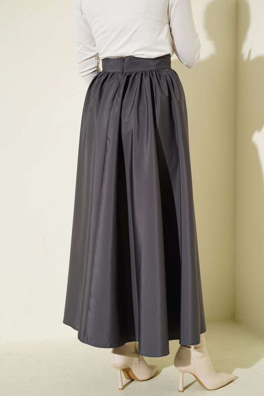 Flared Taffeta Skirt Smoke Color