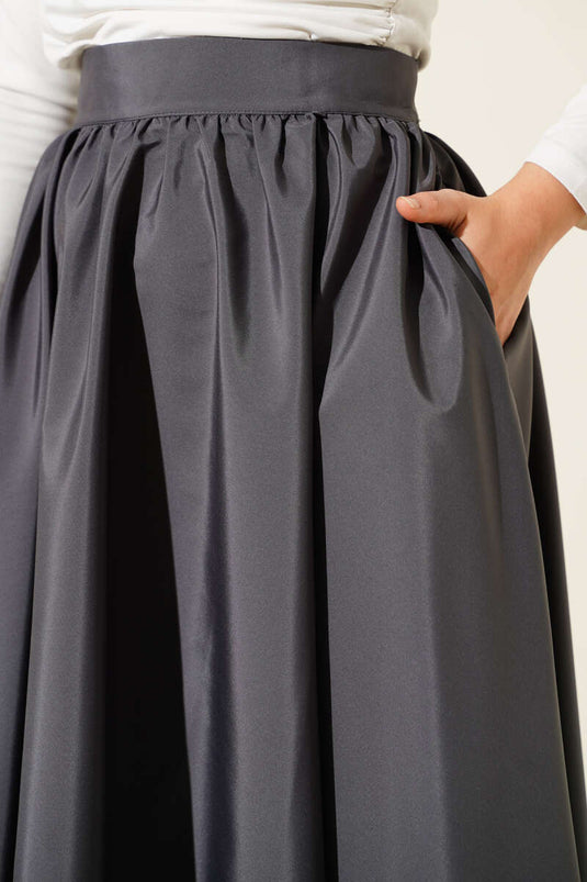 Flared Taffeta Skirt Smoke Color