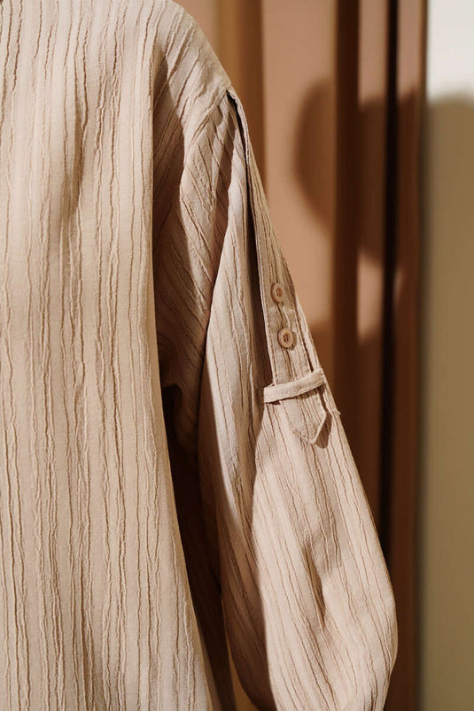 Chemise en écorce d'arbre à manches à épaulettes beige