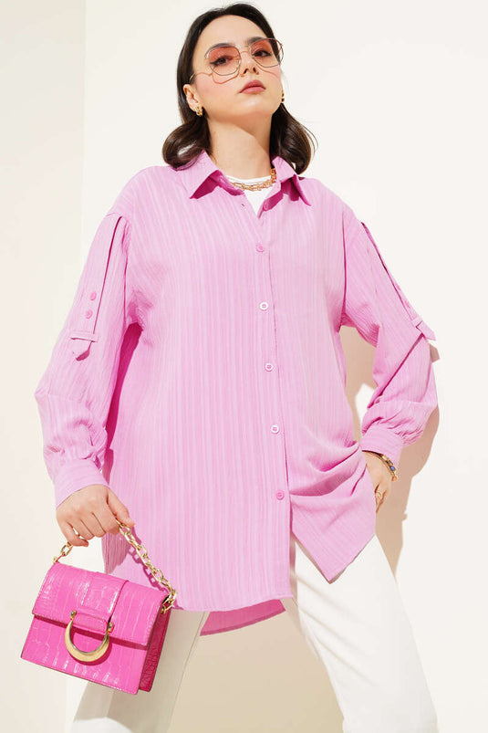 Collared Tree Bark Shirt Pink