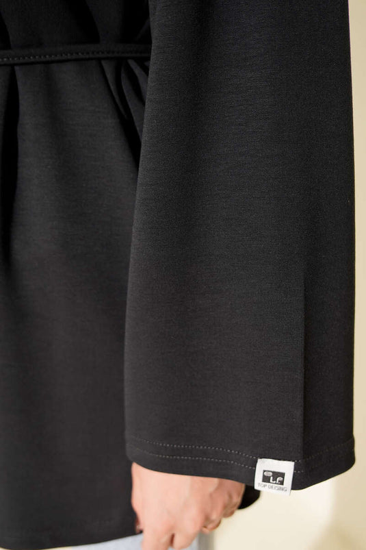 Sleeve Emblem Loisha Tunic with Drawstring Belt, Anthracite