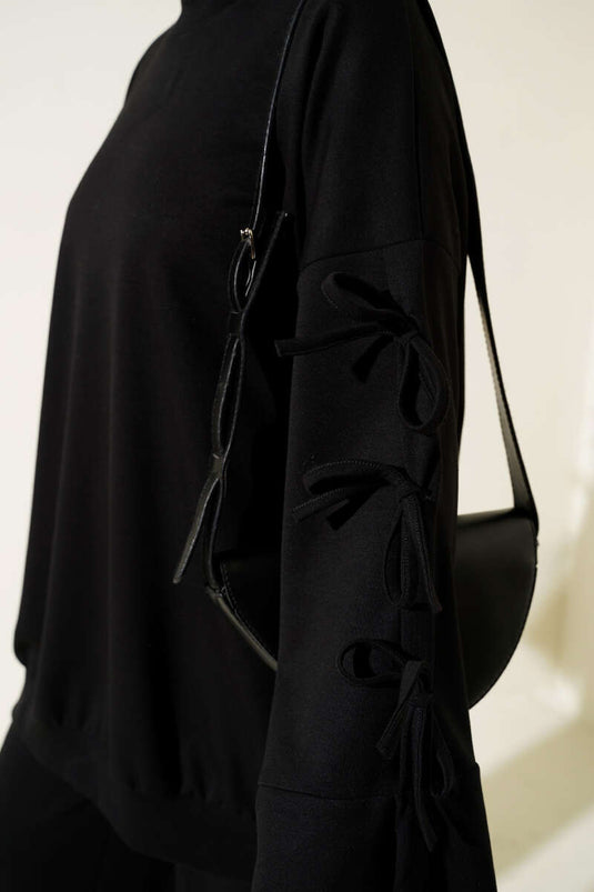 Kol Bağcık Detaylı İkili Takım Siyah