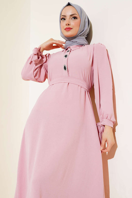 Collar Tied Dress Pink