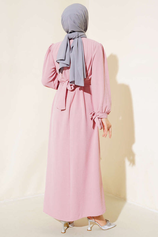 Collar Tied Dress Pink