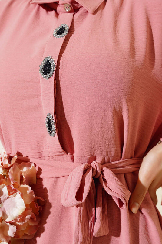 Robe Nouée À Manches Poudre