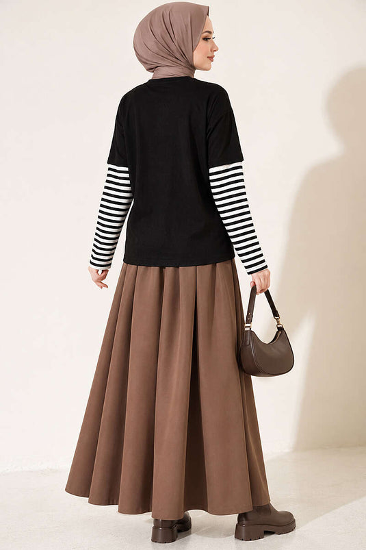 Schwarzes Gestreiftes Sweatshirt Mit Muster