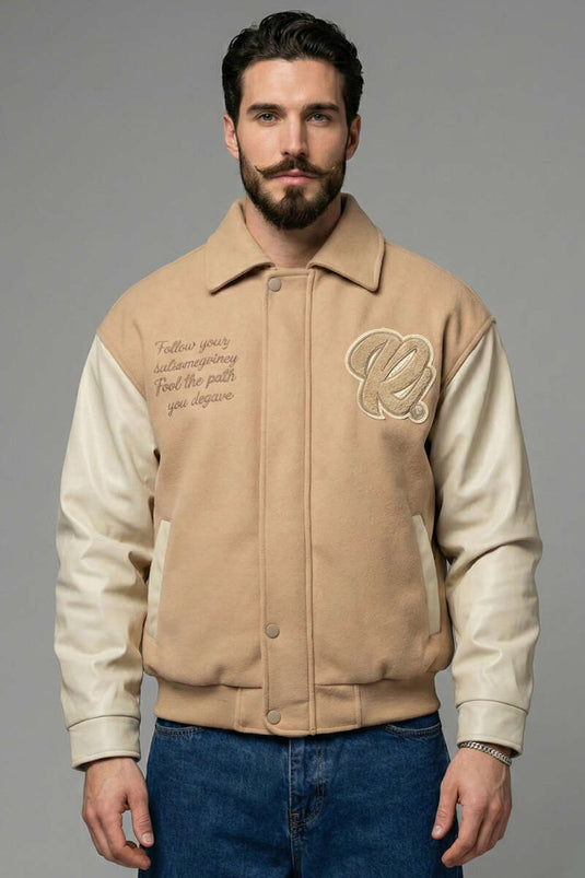 معطف رجالي مبطن بتطريز كول ديري بلون بيج