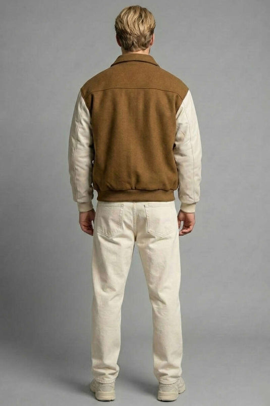 Manteau pour homme brodé Kol Deri couleur noisette