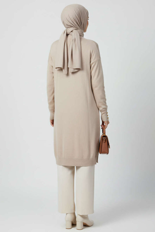 Stone Knit Cardigan with Sleeve Button Detail