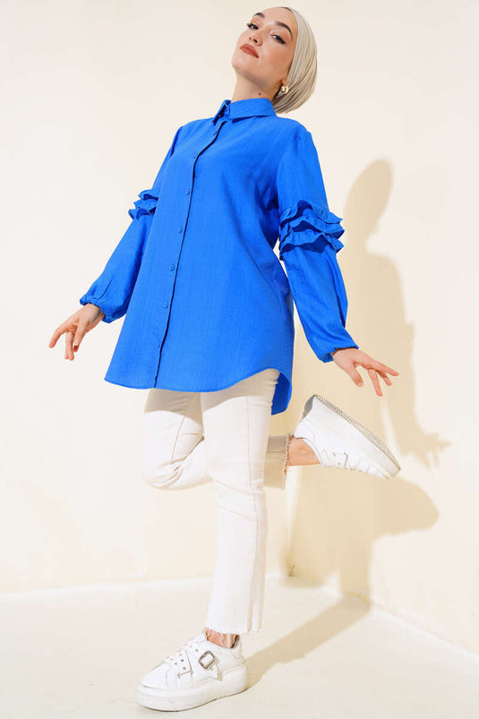 All Whirl Detail Shirt Royal Blue