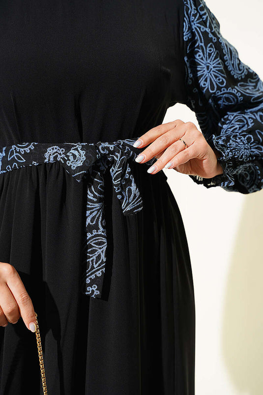 Robe Brodée Indigo À Ourlet Plissé