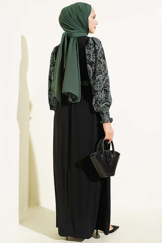 Robe Mint Brodée Avec Jupe Plissée