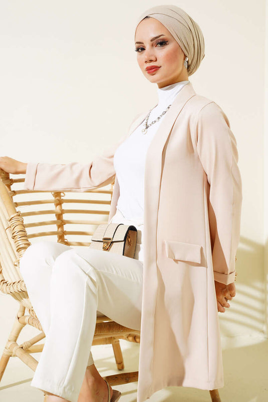 Long Sleeve Folded Jacket Beige