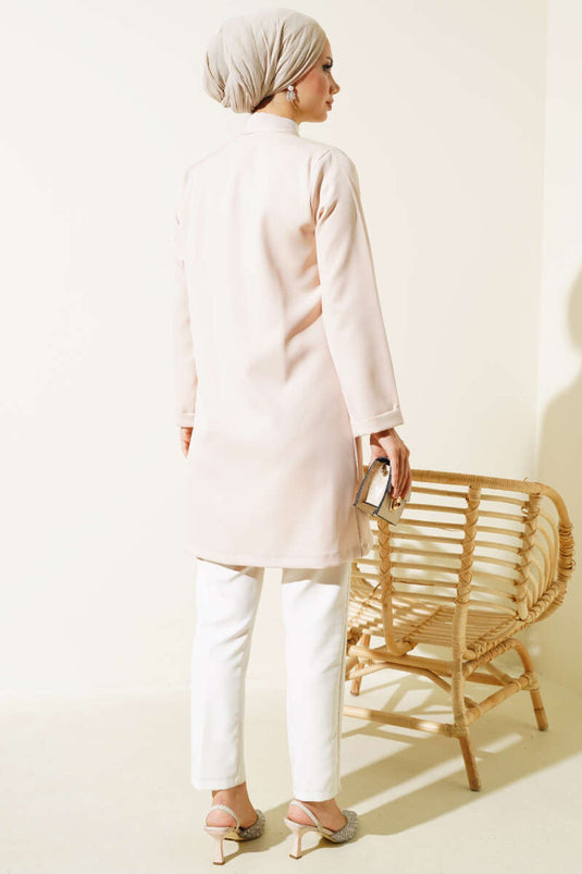 Long Sleeve Folded Jacket Beige