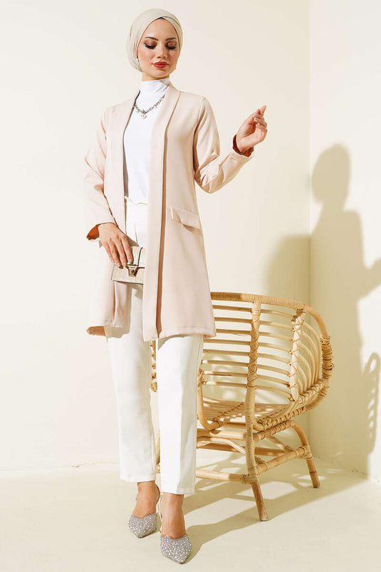 Long Sleeve Folded Jacket Beige