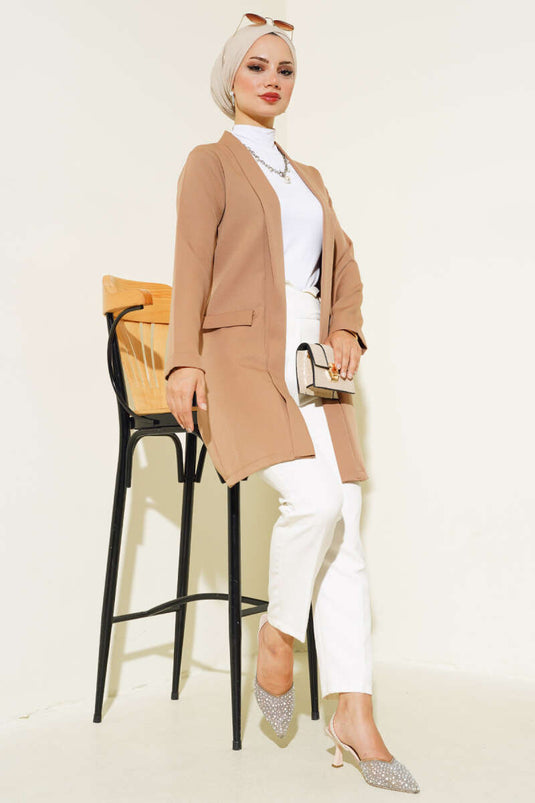 Long Sleeve Folded Jacket Latte