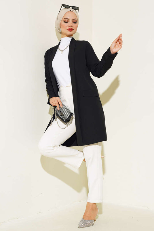 Long Sleeve Folded Jacket Black