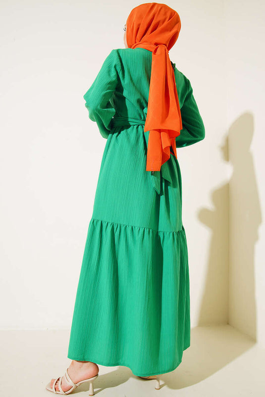 Robe ceinturée à manches élastiques et à la taille Benetton