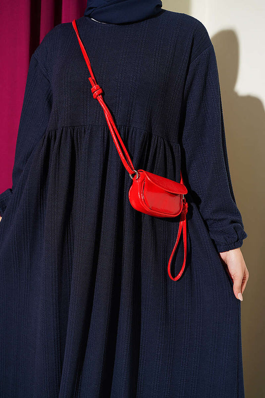 Robe Élastiquée À Motifs Marine