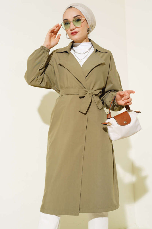 Haki Belted Trench Coat