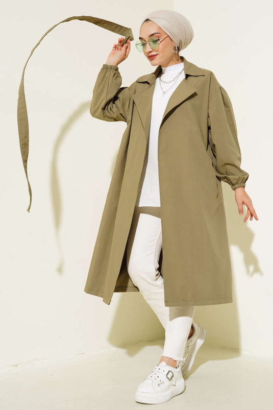 Haki Belted Trench Coat