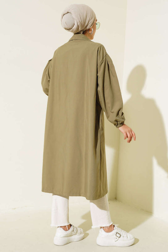 Haki Belted Trench Coat