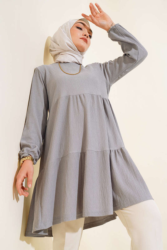 Elastische mouw tuniek grijs