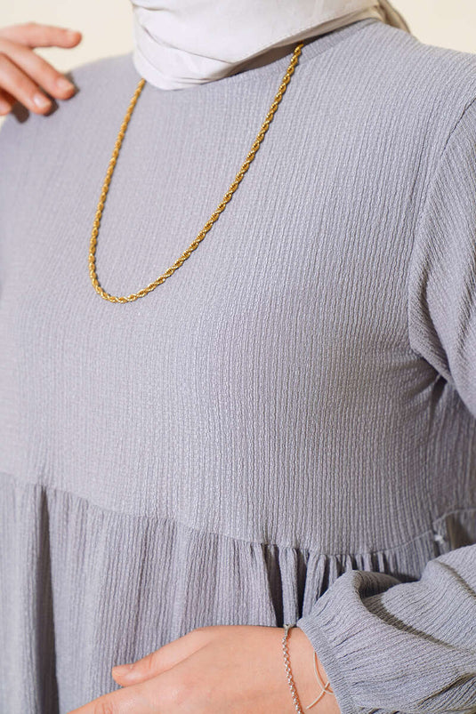 Elastische mouw tuniek grijs