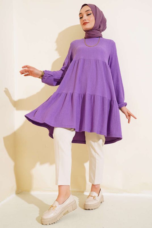 Kol Lastikli Tunik Lila