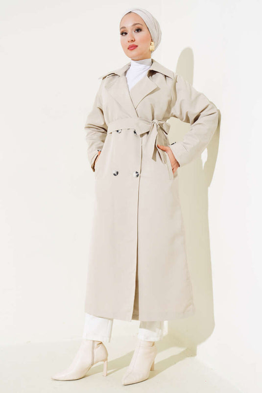 Trenchcoat mit Epaulettenärmeln und Manschetten Beige