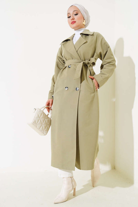 Trenchcoat mit Epaulettenärmeln und Manschetten Khaki