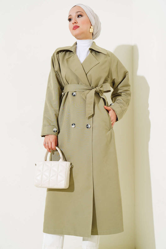 Trenchcoat mit Epaulettenärmeln und Manschetten Khaki