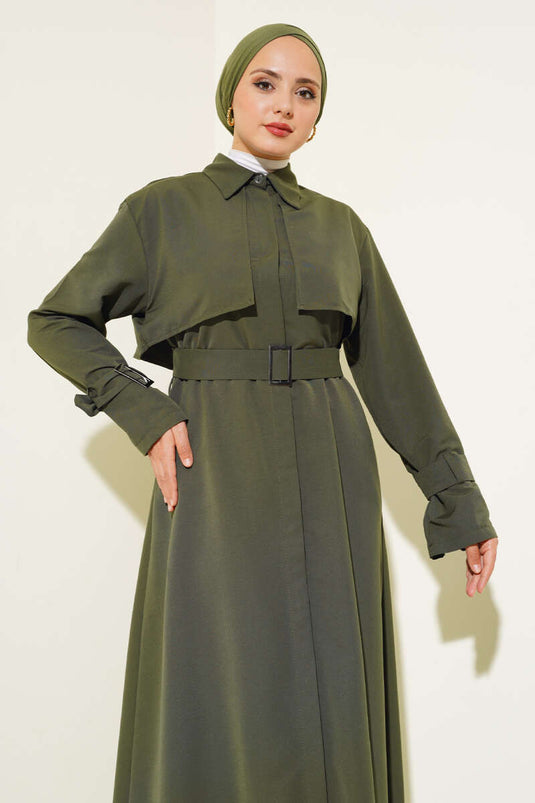 All and Belted Long Trench Coat Khaki