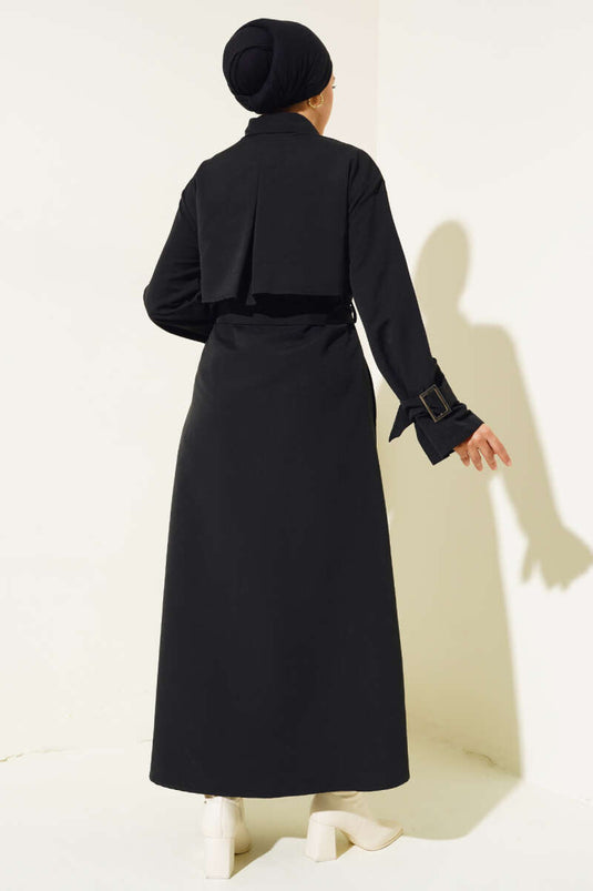 All and Belted Long Trench Coat Black